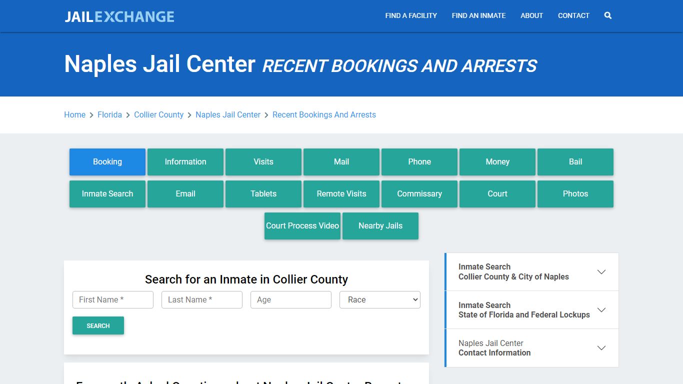 Naples Jail Center Recent Bookings And Arrests - Jail Exchange